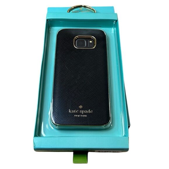 Kate Spade Phone Case Samsung Galaxy S7 Black Gold NEW with Box - Picture 1 of 8